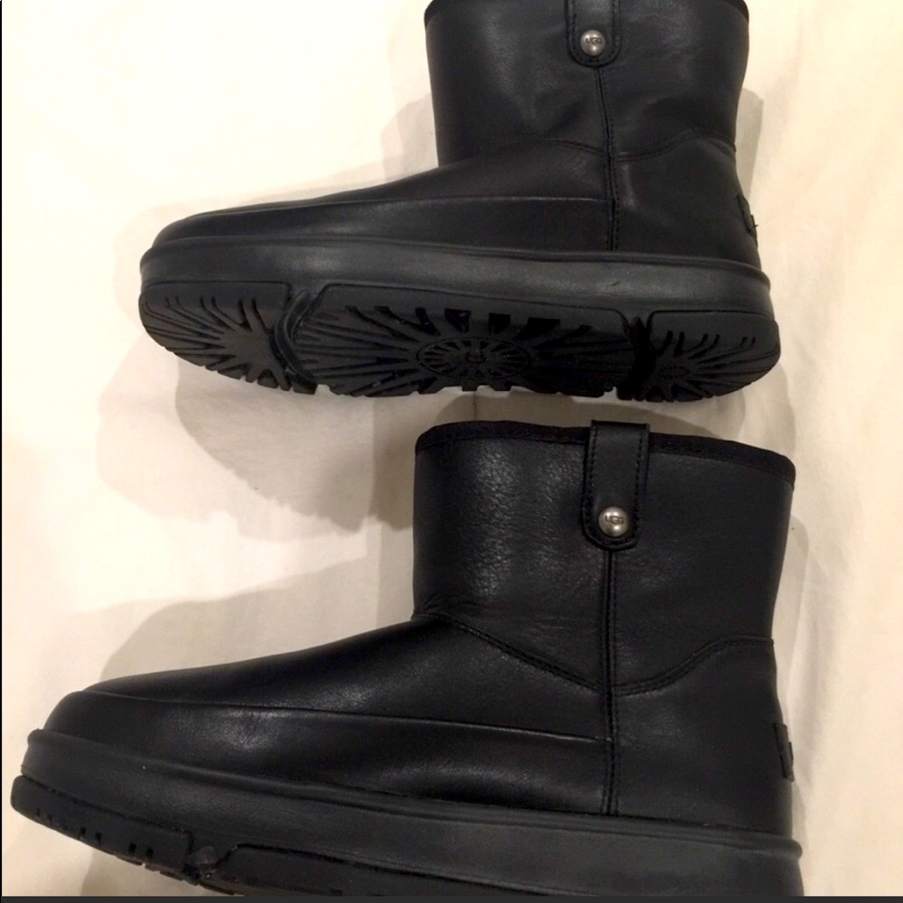 UGG Black Leather Mini - Like New!